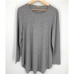 Joan Vass Womens Tunic Top Size XL Gray Long Sleeve Base Capsule Long Sleeve Top